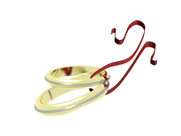 Decorated letter with two glasses and golden rings — Stock Photo, Image