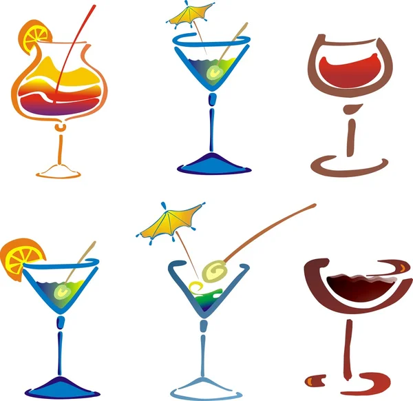 Stilyzed various colored decorated cocktails — Stock Photo, Image