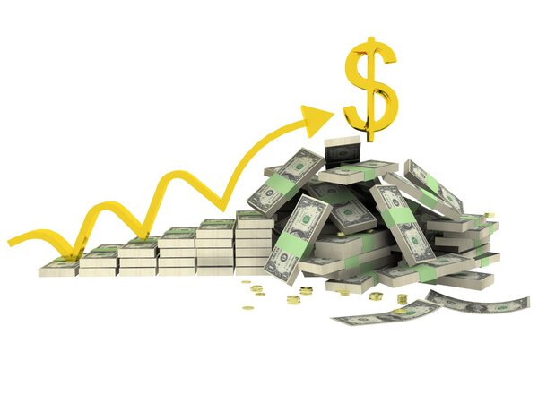 Hill of money with dollar symbol