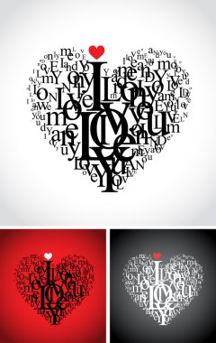 Love typographic composition in a heart