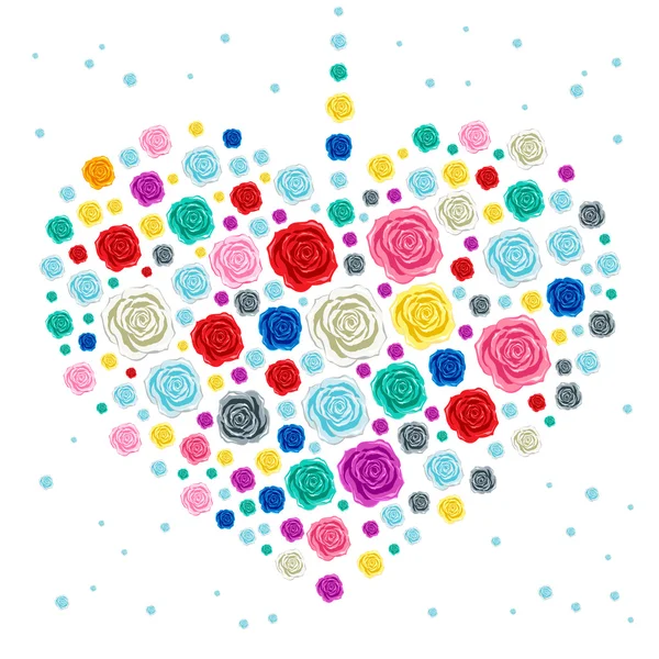Bouquet de roses en forme de coeur — Image vectorielle