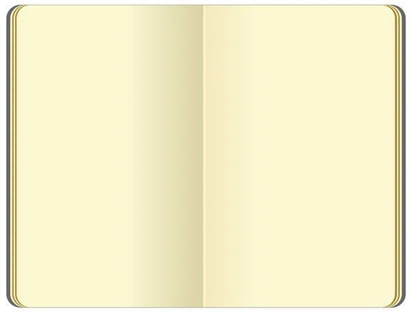 Libro de notas de moleskin en blanco abierto — Archivo Imágenes Vectoriales