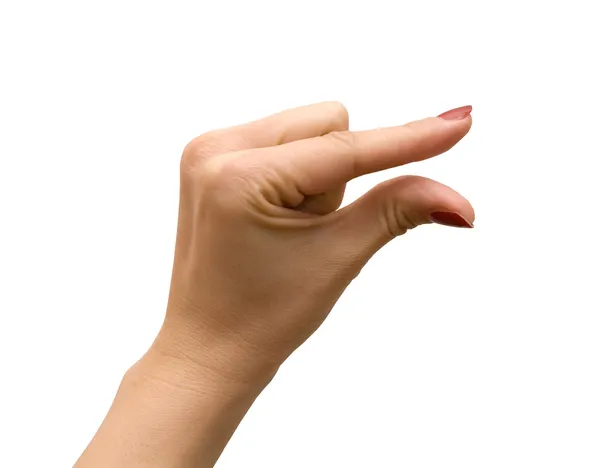 Vrouw hand gebaren van een kleine hoeveelheid Rechtenvrije Stockafbeeldingen