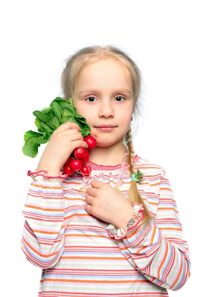 Bambino con verdura in mano — Foto Stock