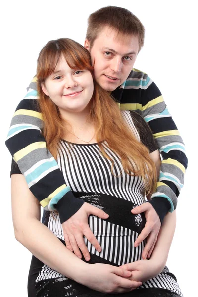 남녀 임신:는 b를 기다리는 젊은 가족 — 스톡 사진
