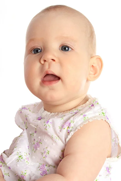 Bebê menina isolado no branco — Fotografia de Stock