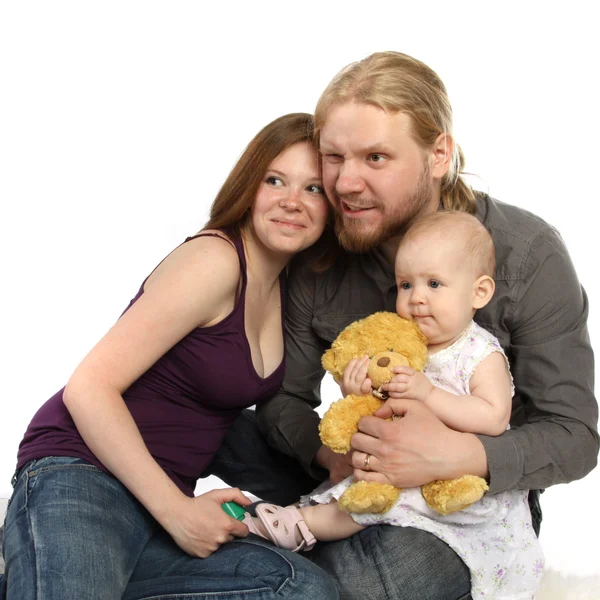幸せな家族： 子供、母親と父親 — ストック写真