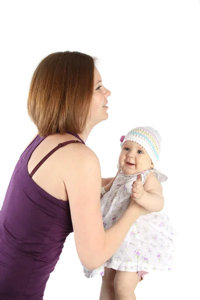 Childhood. Cute baby 8 month with mother. 8 months — Stock Photo, Image