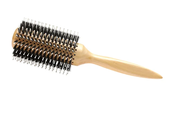 Cabeleireiro profissional escova de cabelo redonda isolada em um bac branco — Fotografia de Stock