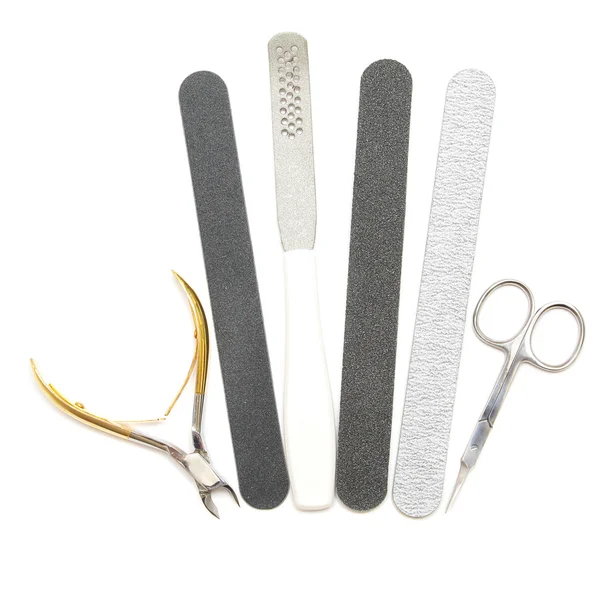 Nástroje pro manikúru nebo pedikúru. klip, soubor, nůžky, nůžky, tweez — Stock fotografie
