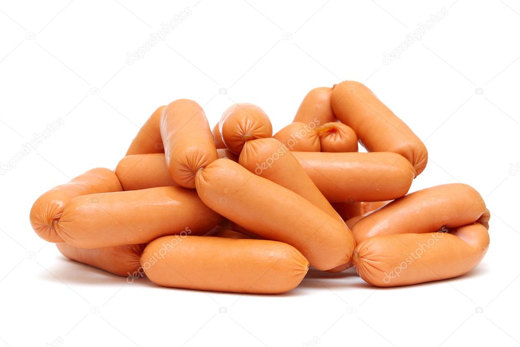 Fresh sausage isolated over white
