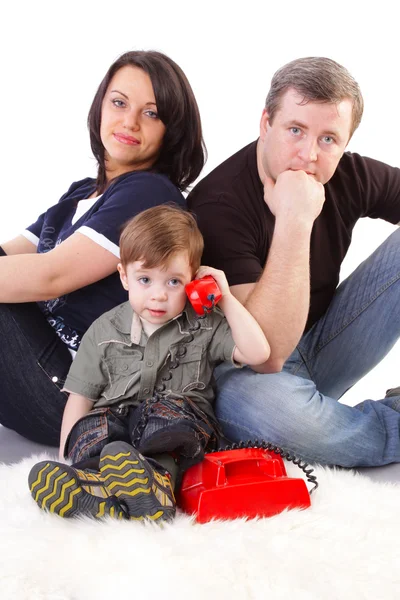 Happiness family on the white background — Stock Photo, Image