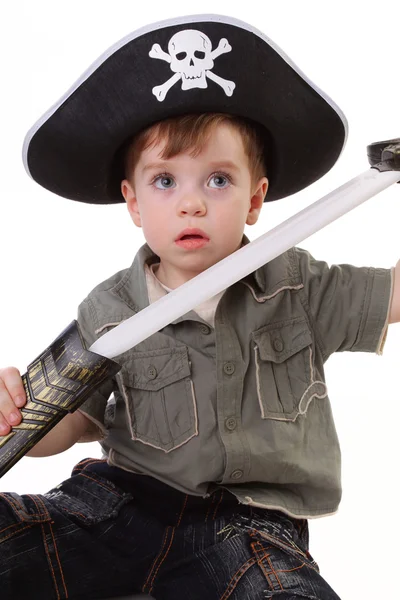 Ein kleiner Junge als Pirat verkleidet. — Stockfoto