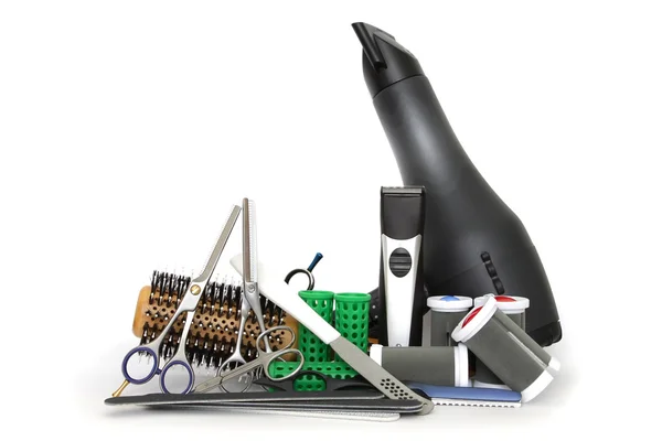 Profesjonalne narzędzia fryzjerskie, manicure i pedicure. grzebień, ha — Zdjęcie stockowe