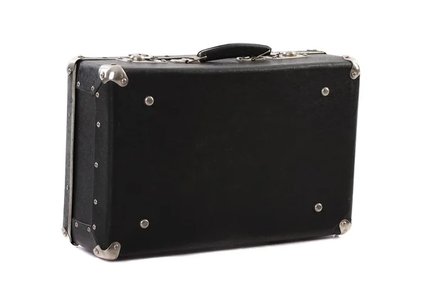 Old black suitcase for travel white background — Stock Photo, Image