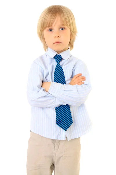 Blond boy. Child isolated on white background — Stock Photo, Image
