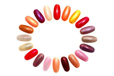 Colorful frame. Figures on nails clipart