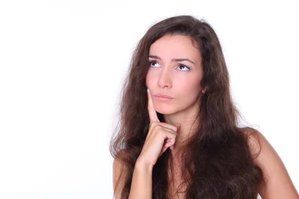 Sexig kvinna med långt hår kopia utrymme eller din text — Stockfoto