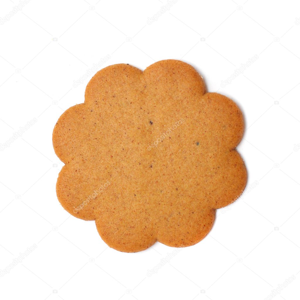 Sweet brown cookie isolated on white background
