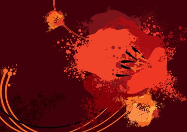 The big flower with splashes in dark clipart