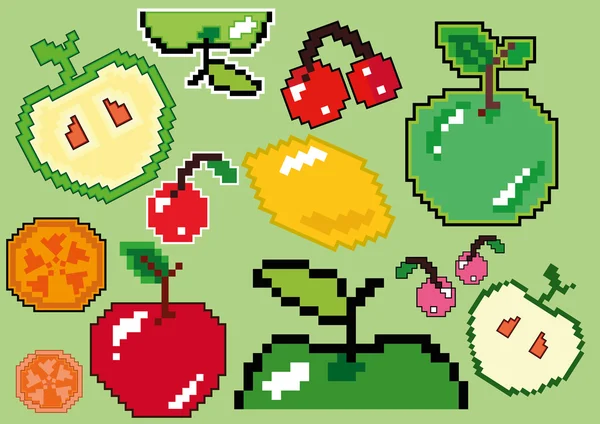 Modelos de frutas maduras e bagas em iridescente Ilustração De Stock