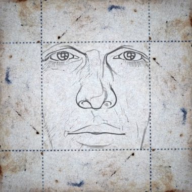 Face on stained paper clipart