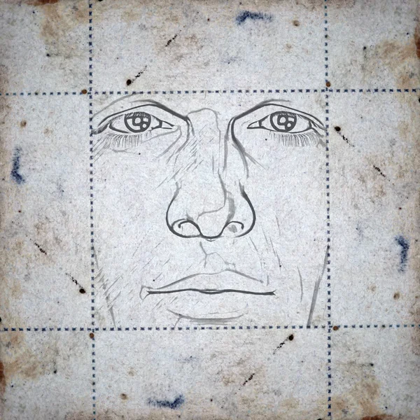 Gesicht auf fleckigem Papier — Stockfoto