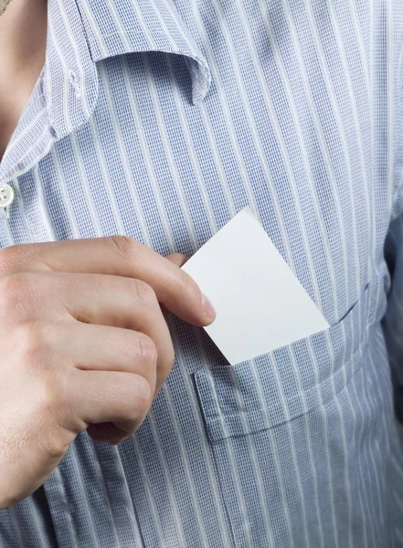 Blank business card in pocket — Stock Photo, Image
