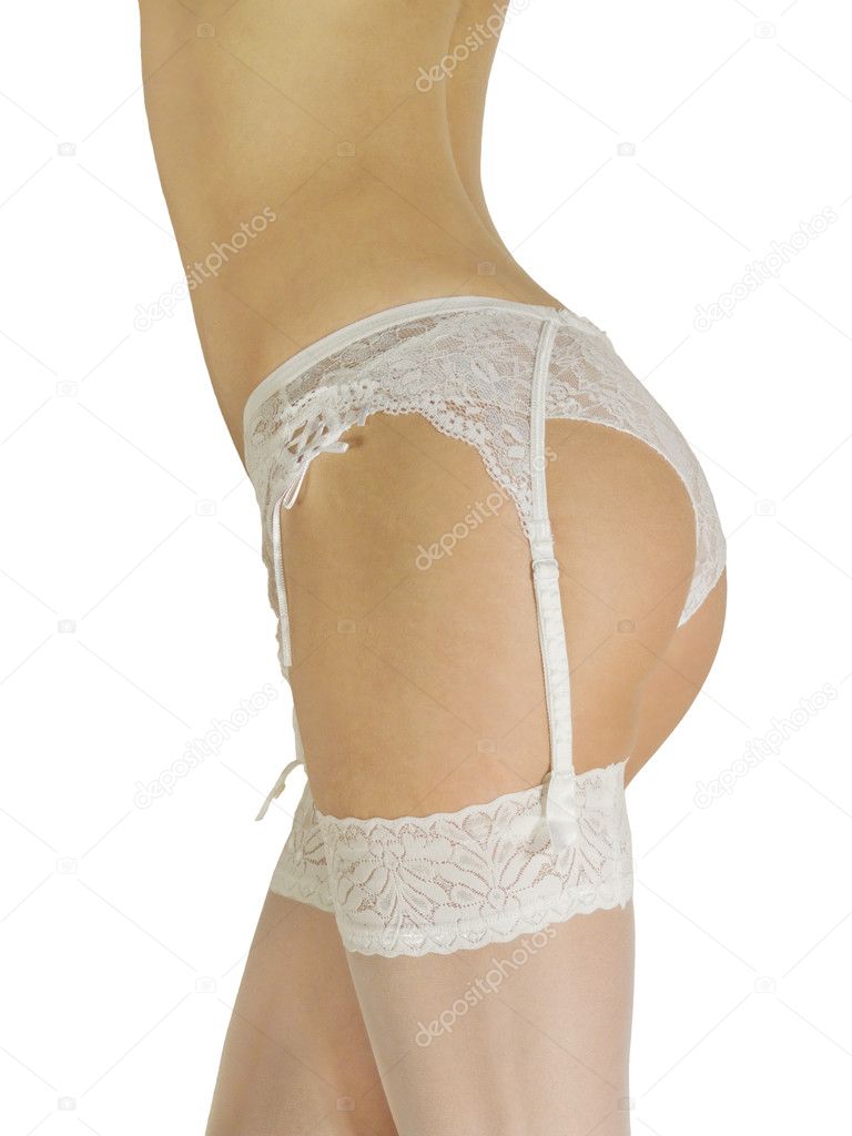Woman in white laced sexy lingerie