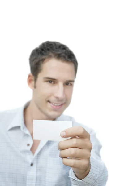 Homem mostrando cartão em branco — Fotografia de Stock