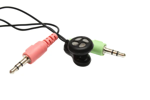 Microphone and headset plugs on white — Stock Photo, Image