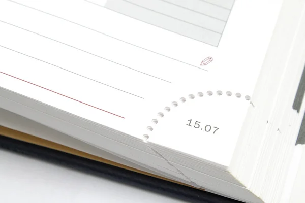 Diary page with date — Stock Photo, Image
