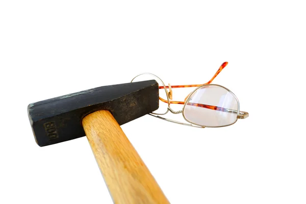 Hammer and glasses — Stock Photo, Image