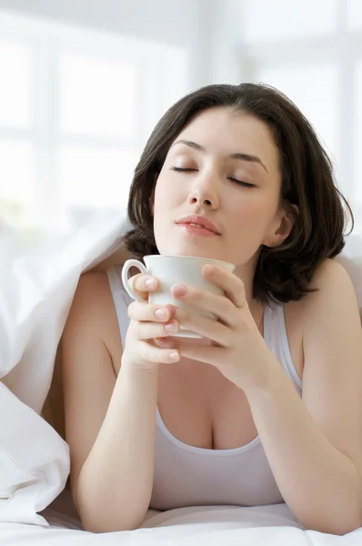 Coffee in bed — Stock Photo, Image