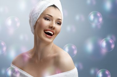 Woman with bathtowel clipart