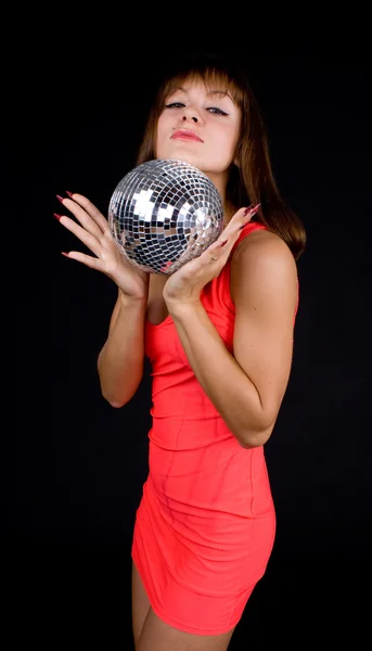Sexy girl with discoball — Stock Photo, Image