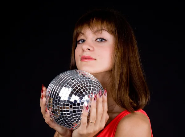 Дівчина з discoball — стокове фото