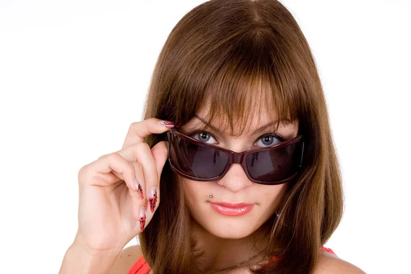 Сексуальна жінка і сонцезахисні окуляри — стокове фото