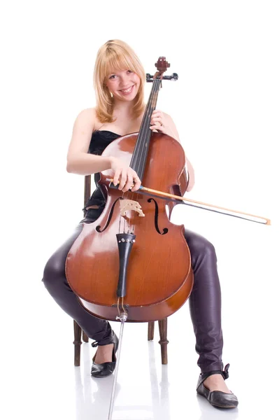 大提琴的女孩 免版税图库图片