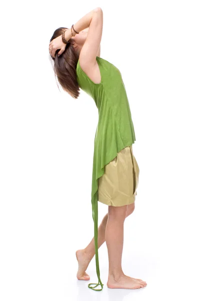 Girl in green shirt — Stock Photo, Image