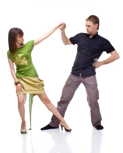 Menino e menina dançando — Fotografia de Stock