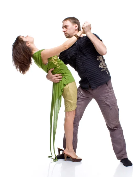 Chlapec a dívka tančí — Stock fotografie