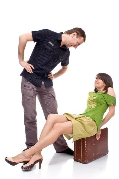 A married couple with a suitcase — Stock Photo, Image