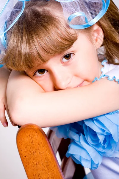Funny little girl looking at camera — Stock Photo, Image