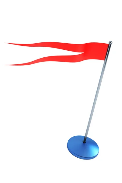 Vereinzelte rote Flagge am Fahnenstab — Stockfoto
