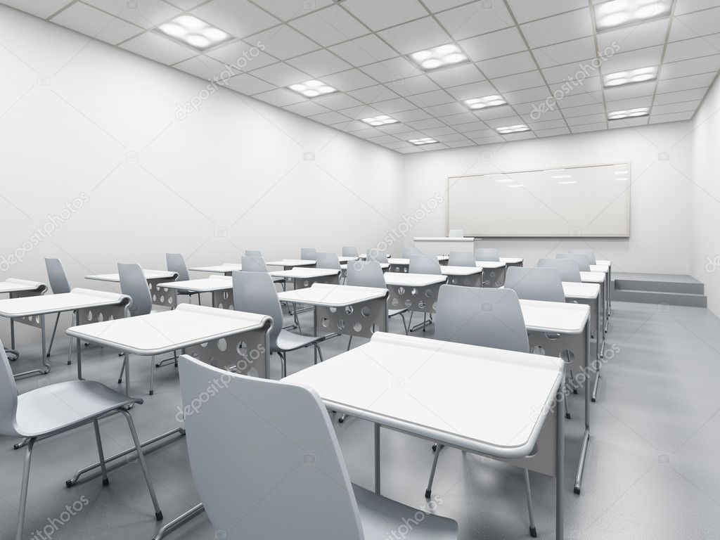 Modern white classroom