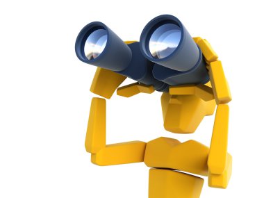 Man looking through the binoculars clipart