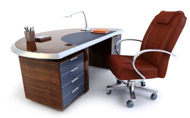 Director's office 3d rendering clipart