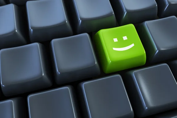 键盘与微笑按钮 — 图库照片