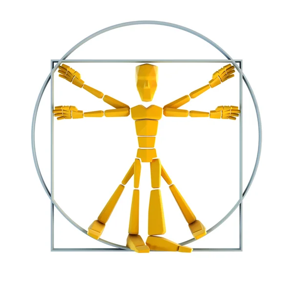 Hombre simbólico inscrito en círculo y cuadrado — Foto de Stock